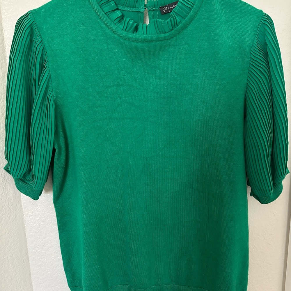 Adrianna Papell Emerald Pleated Sleeve Blouse